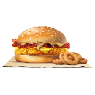 【漢堡王】銅板組合餐★花生培根脆雞堡+小份薯條或小份洋蔥圈(點心2款擇1)