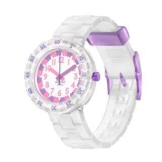 【Flik Flak】兒童錶 LEVEL MILKY 紫粉印花 兒童錶 瑞士錶 錶(36.7mm)