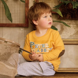 【奇哥官方旗艦】比得兔 男童裝 森林探險長袖T恤/上衣-黃色(2-4歲)