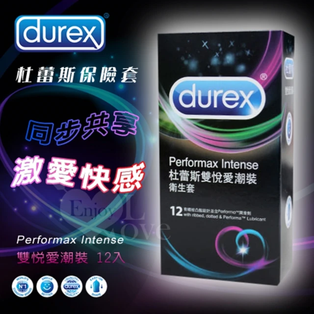 Durex 杜蕾斯 雙悅愛潮裝衛生套 12入/盒﹝飆風碼+顆粒螺紋+舒適裝﹞(保險套 安全套 衛生套)