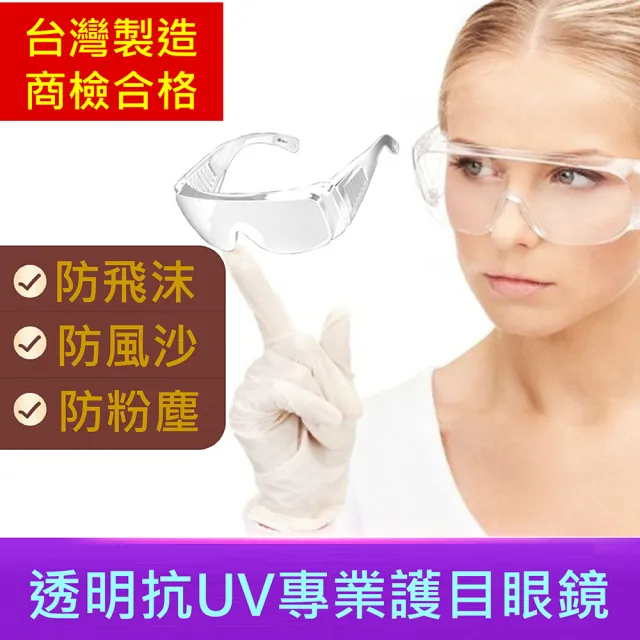 【太力TAI LI】3入組台灣製防飛沫防疫護目鏡抗UV400眼鏡(出國旅遊必備  BMSI合格)