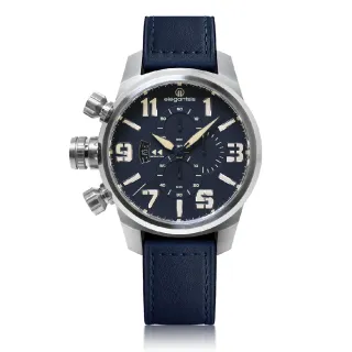 【elegantsis 愛樂時】陸海空三軍JT48風格男士潮流腕錶 海軍藍 48mm(ELJF48QS-OU06LC)