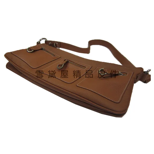 【SNOW.bagshop】雙11 真皮 肩背包中容量主袋+外袋(真皮包包 共四層扁包100%進口牛皮革復古仿舊