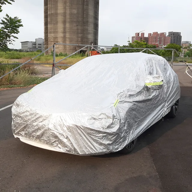 【YORI優里嚴選】鋁膜汽車車罩 防曬車罩 防雨車罩(車用防塵套 戶外防曬 內裡加絨 夜間反光條)