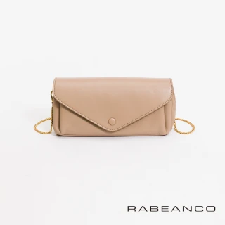 【RABEANCO】質感平滑牛皮手拿斜背鏈帶皮夾包(杏)
