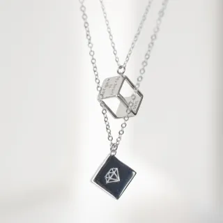 【Porabella】925純銀情侶款項鍊 男女款時尚小眾簡約 心電心方塊獨特項鍊 Necklace 一對販售