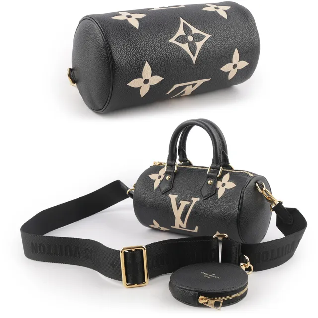 【Louis Vuitton 路易威登】Papillon BB Monogram 雙色牛皮迷你圓筒包(M45980)