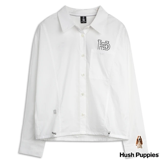 Hush Puppies 女裝 襯衫 知性直條紋品牌印花短版