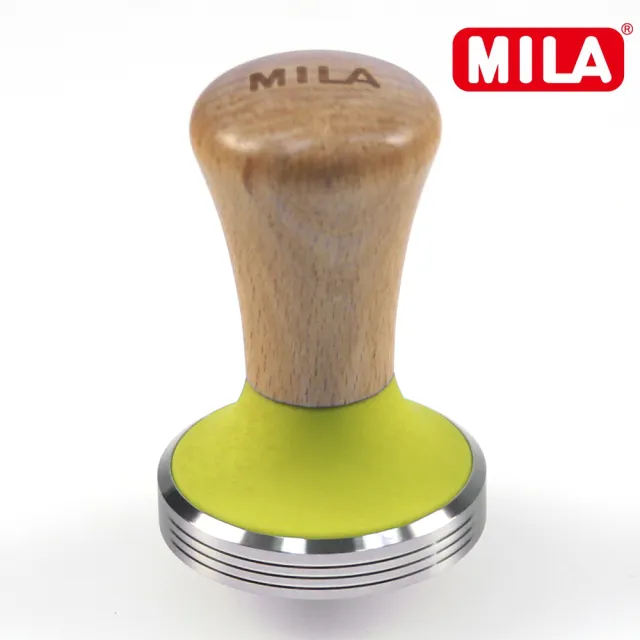 【MILA】櫸木色彩矽膠填壓器58mm-黃(附梯柱咖啡填壓墊)