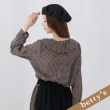 【betty’s 貝蒂思】幾何壓摺大翻領雪紡襯衫(黑色)