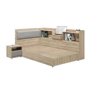 【IHouse】有木 房間4件組 單大3.5尺(插座床頭+床底+收納床邊櫃+床頭櫃)