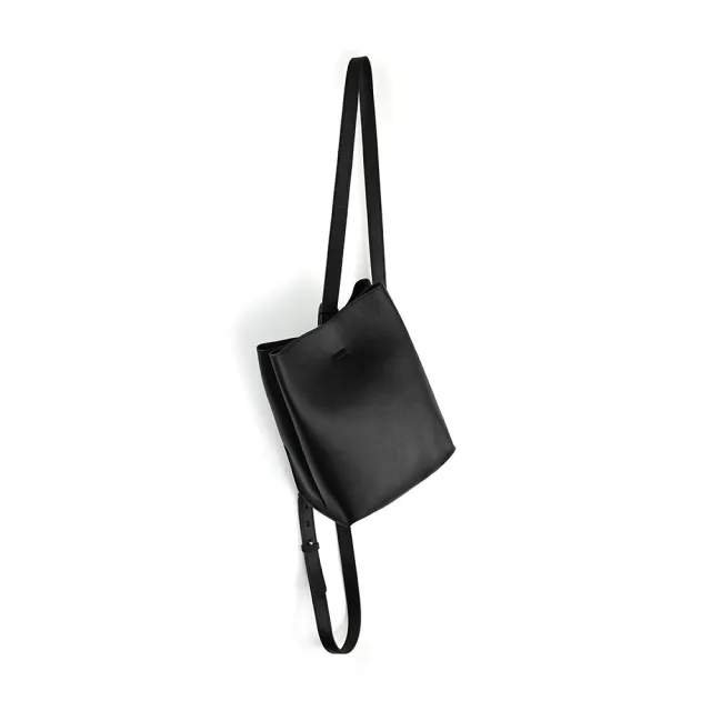 【Darker Than Black】Half Rectangular Backpack 迷你兩用方形水桶後背包/黑色(後背包/單肩包/真皮包)