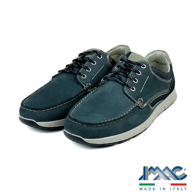 【IMAC】透氣雙色壓線綁帶休閒鞋 深藍色(351270-BLU)