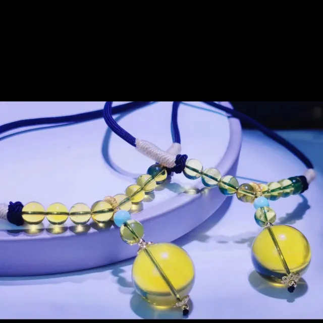 【勝弘珠寶】多明尼加藍珀圓珠綠松石南紅項鍊-7-19mm