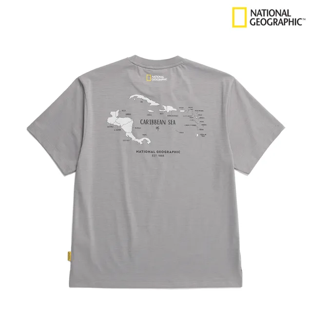 【國家地理服飾官方旗艦】CROW 加勒比海圖案涼感短袖T - 灰色(男女同款/涼感短袖T)