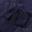 【MYVEGA 麥雪爾】領巾造型銀絲線雪紡上衣-深藍