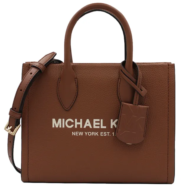 【Michael Kors】MIRELLA系列荔枝紋皮革手提/肩斜背兩用包(駝色)