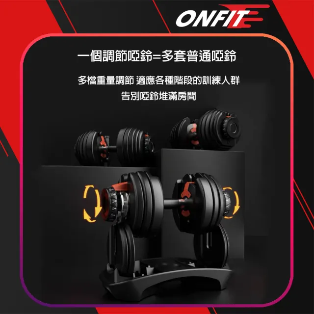 【ONFIT】24KG可調式啞鈴 15段旋轉調整 2入(YL001*2)