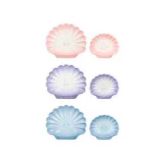 【Le Creuset】米飛兔系列 瓷器貝殼盤二入組-中+小 三色選一(淡粉紅/淡粉紫/海岸藍)