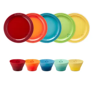 【Le Creuset】米飛兔系列 瓷器餐盤湯碗組  5色選1(紅/橘/藍/綠/黃)