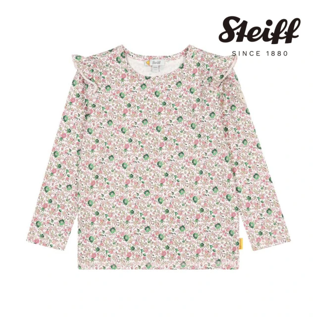 【STEIFF】熊頭童裝 花朵圖案長袖T恤(長袖上衣)