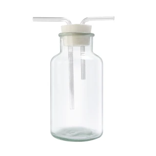 【工具達人】洗滌瓶 玻璃瓶 廣口瓶 洗氣裝置 500ml 實驗 排空氣法 玻璃器皿 雙孔橡膠塞(190-GWB500)