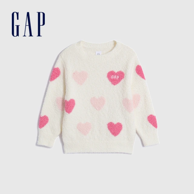 GAP 女幼童裝 Logo小熊刺繡仿羊羔絨立領長袖外套-深紫