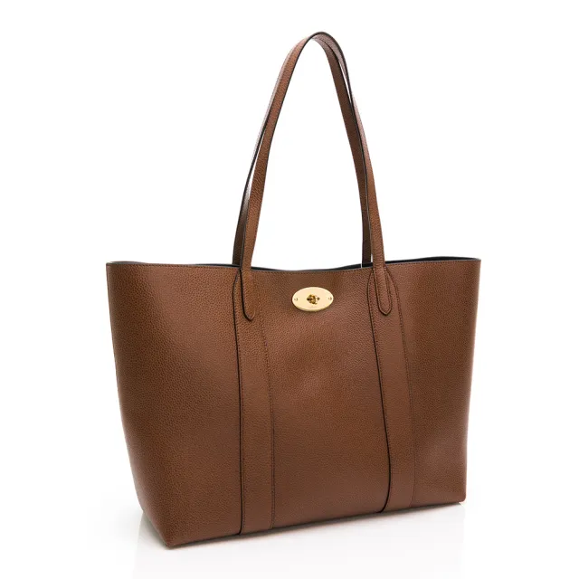【MULBERRY】Bayswater 經典款素色皮革手提托特兩包(棕)