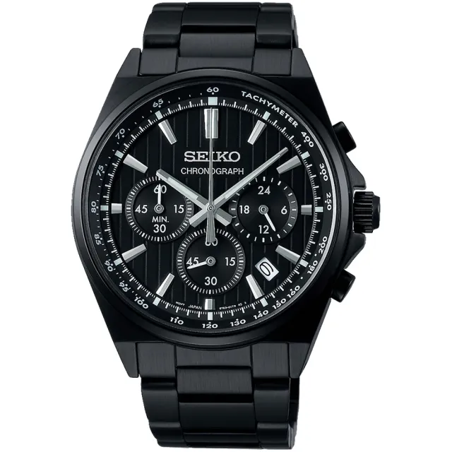 【SEIKO 精工】CS系列 條紋設計賽車三眼計時手錶-41mm 好禮2選1 雙11 優惠(SBTR037J/8T63-01T0SD)