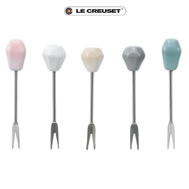 【Le Creuset】瓷器悠然恬靜系列餐叉組5入(蛋白霜/貝殼粉/海洋之花/迷霧灰)