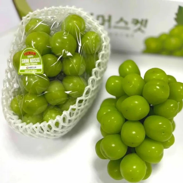 果樹寶石 美國加州甜地球綠無籽甜脆葡萄900克x4包/盒(知