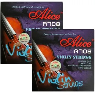 【JYC Music】嚴選ALICE A708 小提琴尼龍套弦-音色柔和/純銀纏繞/附贈擦琴布(2入套裝組)