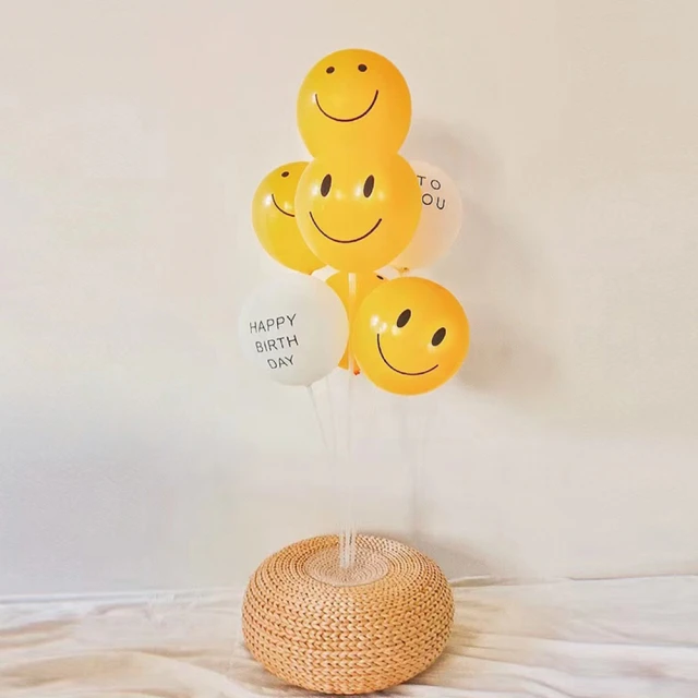 韓系可愛笑臉生日桌飄組1組(生日派對 氣球佈置 周歲 氣球樹 支架)