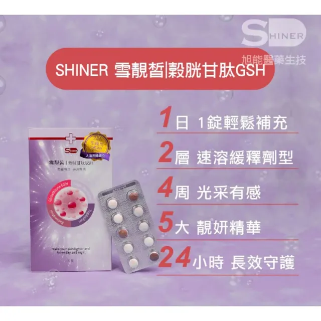 【旭能醫藥生技】SHINER雪靚皙榖胱甘x4盒(30錠/盒)