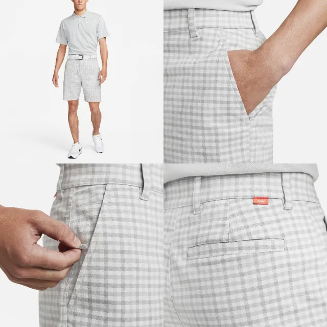 【NIKE 耐吉】短褲 Dri-FIT UV Chino Plaid Golf 男款 格紋 灰 白 防曬 高爾夫球(DN1960-077)