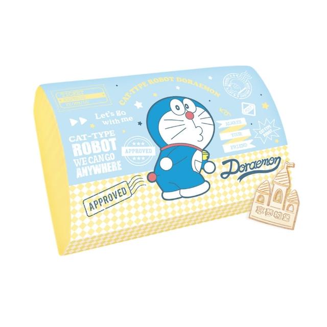 【享夢城堡】MIT卡通記憶午安枕30x20cm－哆啦A夢DORAEMON 復古時刻-藍黃