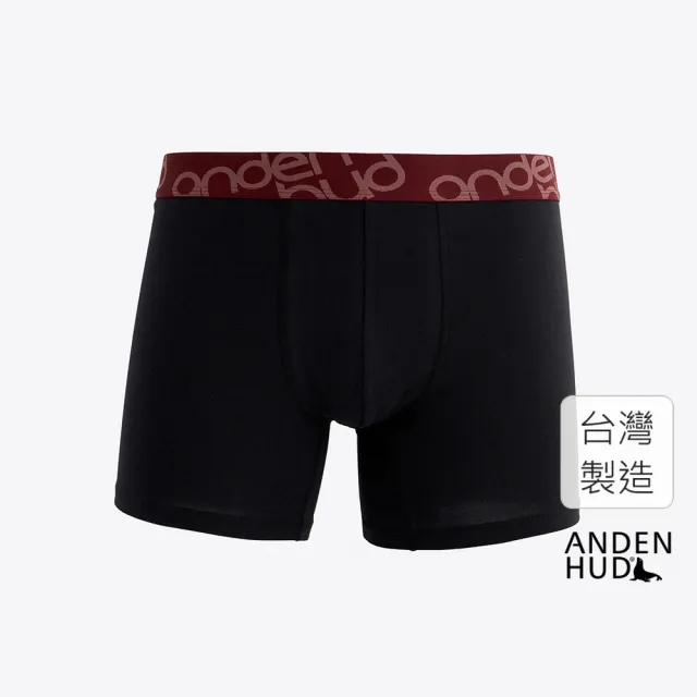 【Anden Hud】男款_Go Bowling!．長版腰帶平口內褲(黑-紅緊帶)