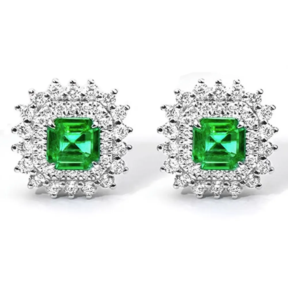 【禾美珠寶】天然哥倫比亞祖母綠耳環SN359(PT950鉑金)