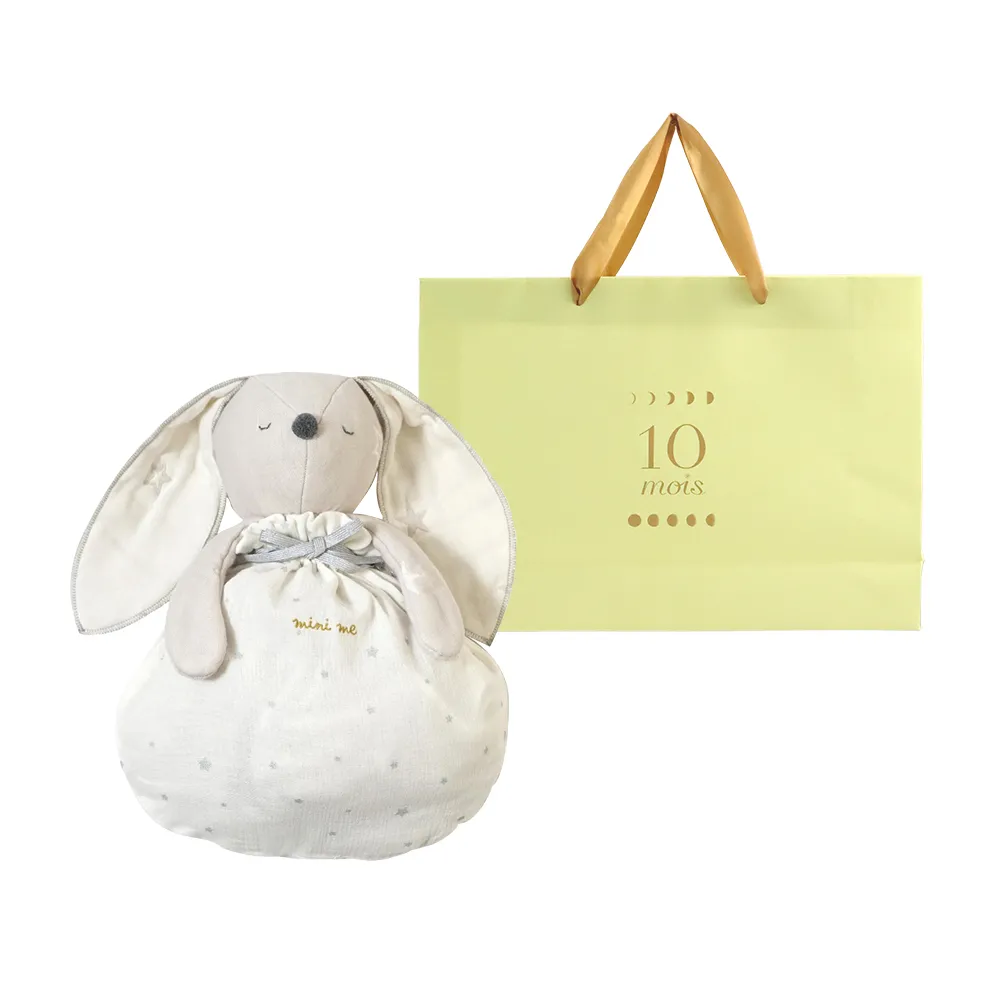 【10mois】日本mini me可收納六層紗動物蓋被-贈心意提袋(兔寶彌月送禮)