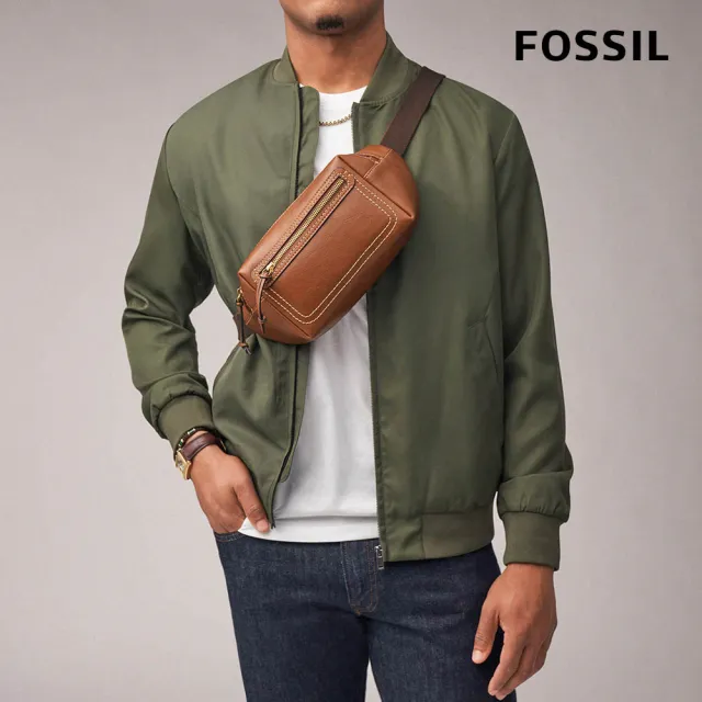 【FOSSIL 官方旗艦館】Fletcher 真皮美式復古單肩斜背包-棕色 MBG9612210