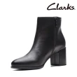 【Clarks】女鞋 Freva55 Zip 率性簡約拉鍊粗跟短靴 踝靴 真皮靴(CLF74797B)