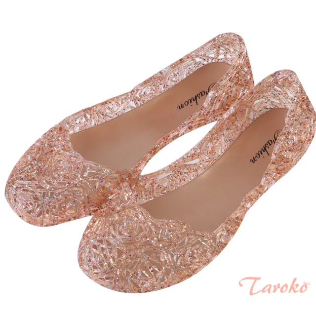 【Taroko】水晶雕花鏤空平底網面果凍娃娃鞋(8色可選)