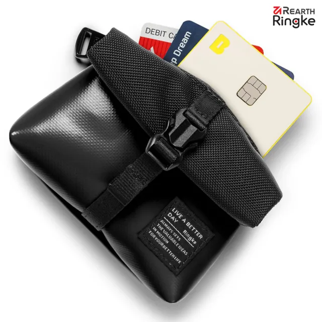 【Ringke】Mini Pouch Tarpaulin Roll Top 捲頂防水布收納袋 附登山扣 黑 藍 黃(Rearth 小物 尼龍 防水布)