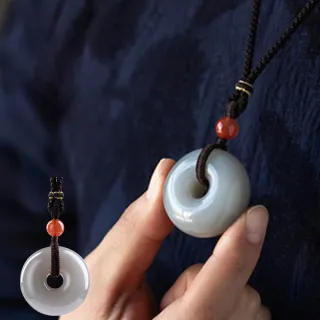 【KT DADA】交換禮物 包包 項鍊 和田玉 烟紫玉 玉項鍊 平安扣項鍊 玉石項鍊 平安項鍊 吊墜項鍊 飾品