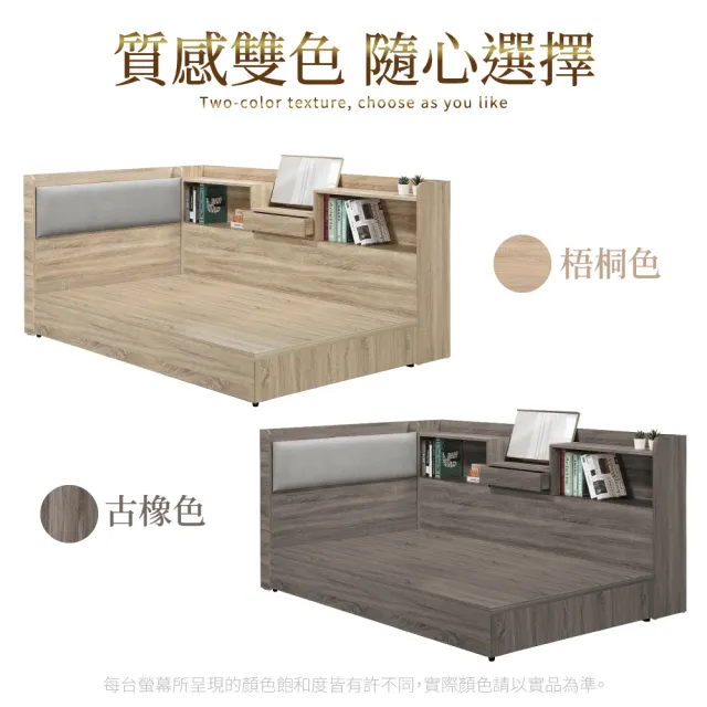 【IHouse】沐森 房間3件組-單大3.5尺(插座床頭+床底+收納床邊櫃)
