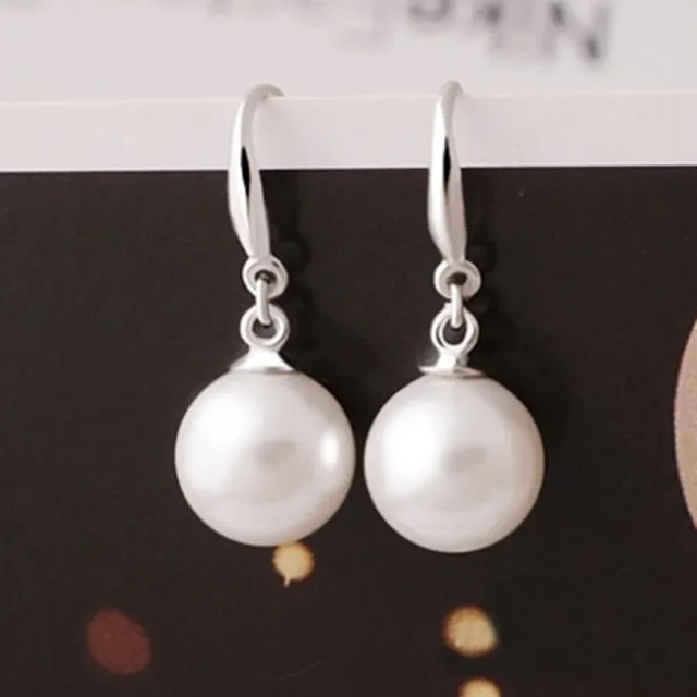 【Emi 艾迷】韓系簡約系列單顆珍珠 925銀針 耳勾耳環