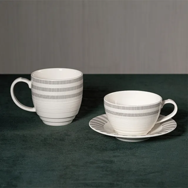 【Royal Porcelain泰國皇家專業瓷器】BP線條咖啡杯碟組2入組(泰國皇室御用品牌)