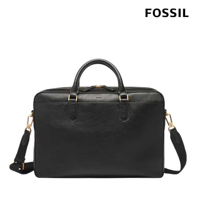 【FOSSIL 官方旗艦館】Asher 真皮公事包-黑色 MBG9614001