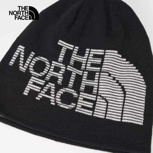 【The North Face 官方旗艦】北面男女款黑色雙面戴保暖針織毛帽｜7WLAYA7