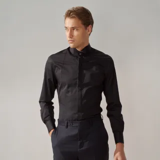 【SST&C 新品上市】米蘭系列 仿絲綢黑色拼接禮服款修身版襯衫0312309008
